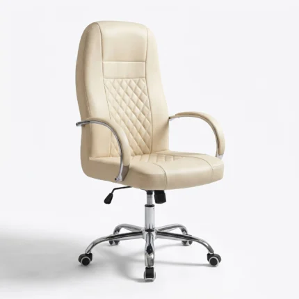 Beige "New Hammer Chair", padded leather office chair, executive swivel chair, ergonomic design
