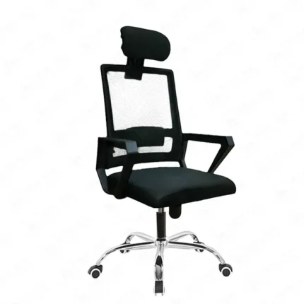 Black mesh office chair, computer chair with headrest, modern swivel chair, "Comfort" mesh chair black