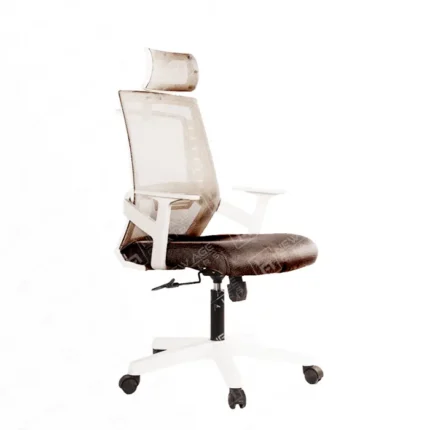 "Square White Frame Chair", modern two-tone office chair, ergonomic swivel chair with white frame