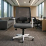 "New Style White Frame Chair", modern gray mesh chair with white frame, ergonomic swivel chair