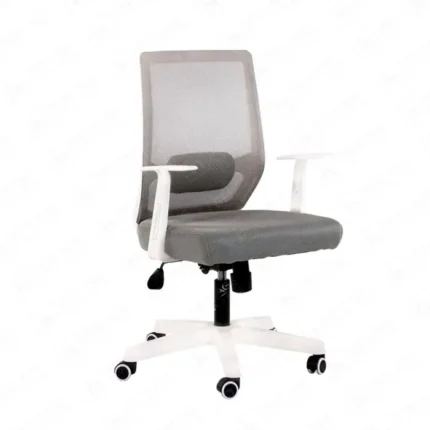 "New Style White Frame Chair", modern gray mesh office chair, ergonomic swivel chair with white frame