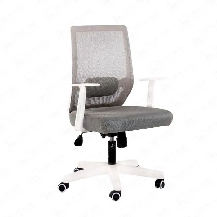The "New Style" White Frame Chair - Stylish Gray Design and Practical Comfort for the Office "New Style White Frame Chair", modern gray mesh office chair, ergonomic swivel chair with white frame