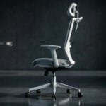 Ergonomic Mesh Office Chair Side View — High Back, Adjustable Headrest & Tilt Mechanism | White Frame