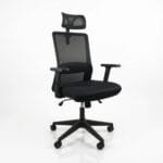 Black Rest ergonomic office chair with breathable mesh back, adjustable headrest, padded seat, and ergonomic design for long working hours.